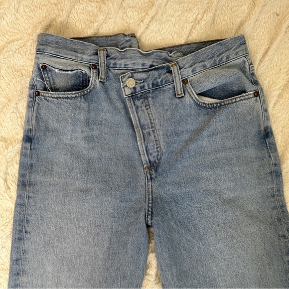 Agolde Criss Cross Upsized Jeans Womens 27 Light Blue Mid Rise Straight Denim - Picture 2 of 15